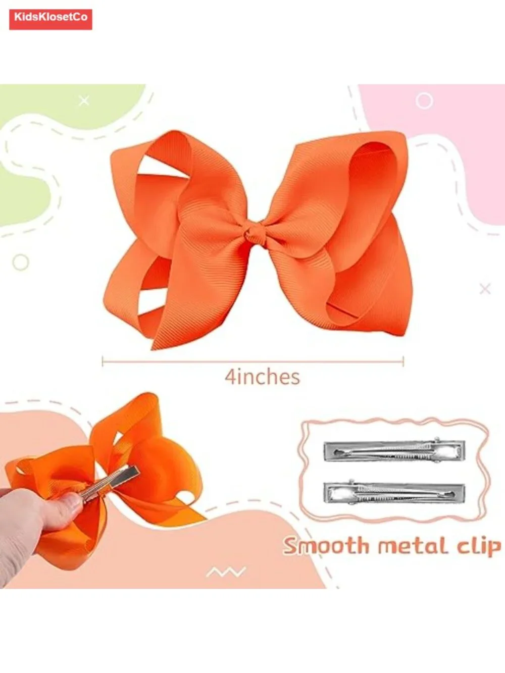 30 Pack 4 Inch Grosgrain Ribbon Hair Bows Alligator Clips Girls Toddler Kids
